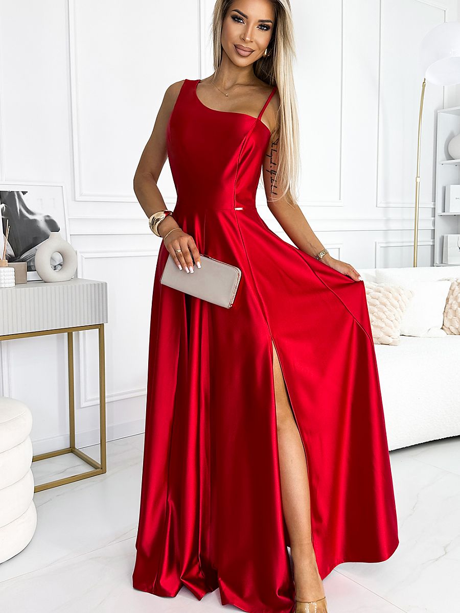 Elegant Maxi Long Satin One Shoulder Long dress - Venus Trendy Fashion Online