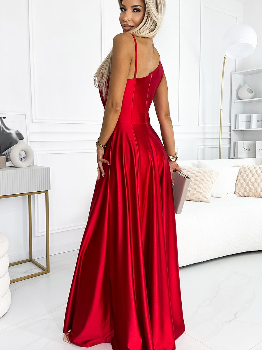 Elegant Maxi Long Satin One Shoulder Long dress - Venus Trendy Fashion Online