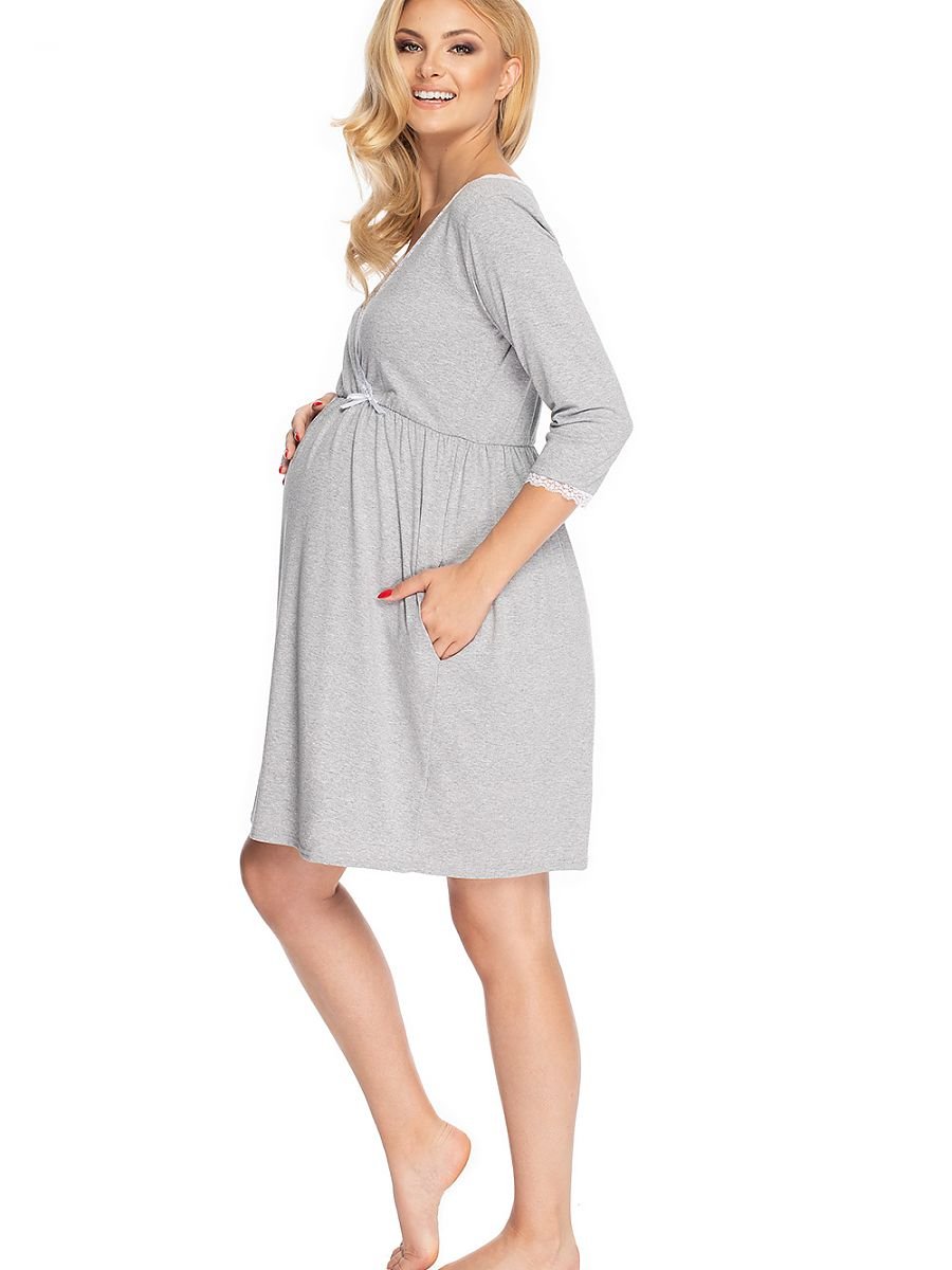 Pregnancy Nightgown with Envelope Neckline Nightshirt - Venus Trendy Fashion Online