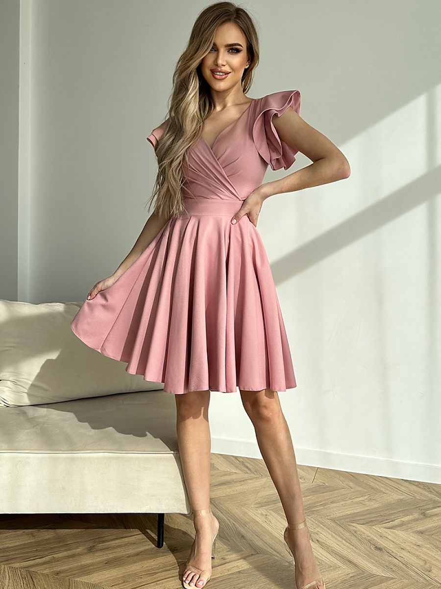 Trendy Beautiful Design Ruffles Sleeves Cocktail dress Bicotone - Venus Trendy Fashion Online