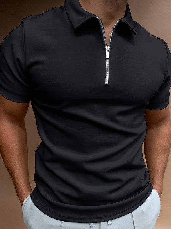Men's new solid color short sleeve lapel casual fit polo shirt - Venus Trendy Fashion Online