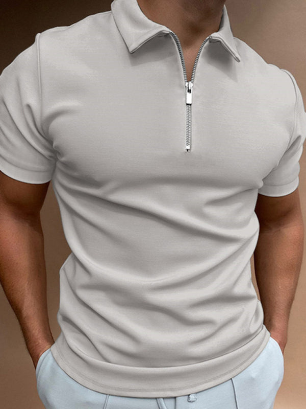 Men's new solid color short sleeve lapel casual fit polo shirt - Venus Trendy Fashion Online
