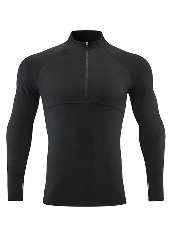 Men's long-sleeved quick-drying stand-up collar sports fitness top - Venus Trendy Fashion Online