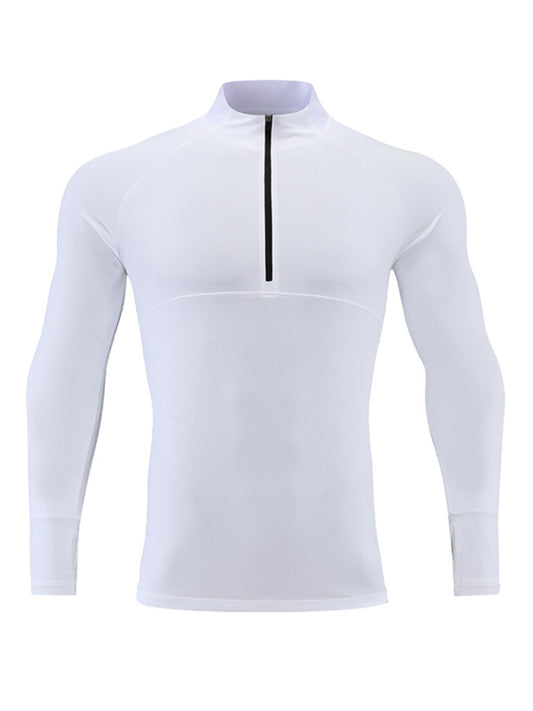 Men's long-sleeved quick-drying stand-up collar sports fitness top - Venus Trendy Fashion Online