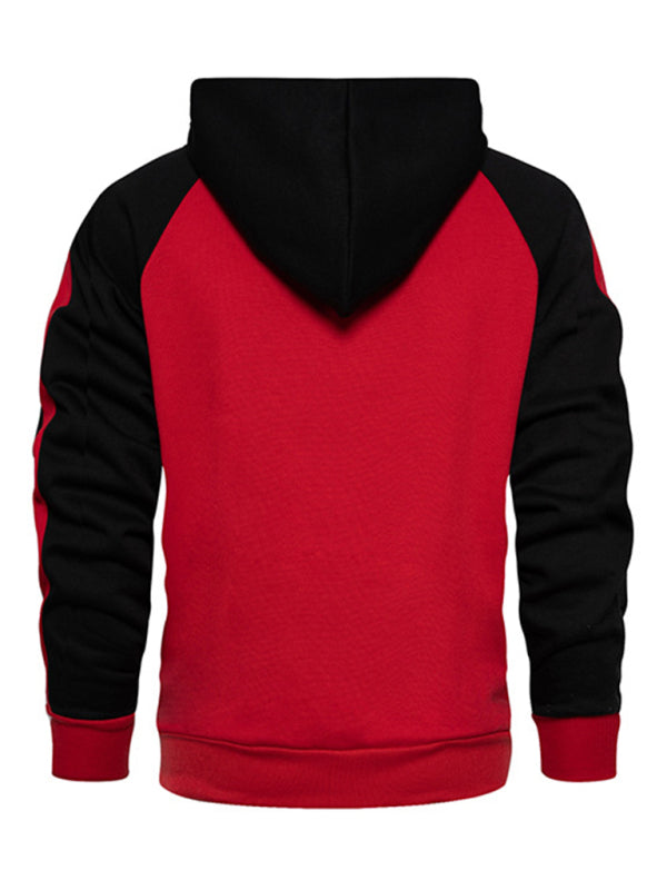 Men's casual contrasting color zipper cardigan hooded sweatshirt - Venus Trendy Fashion Online