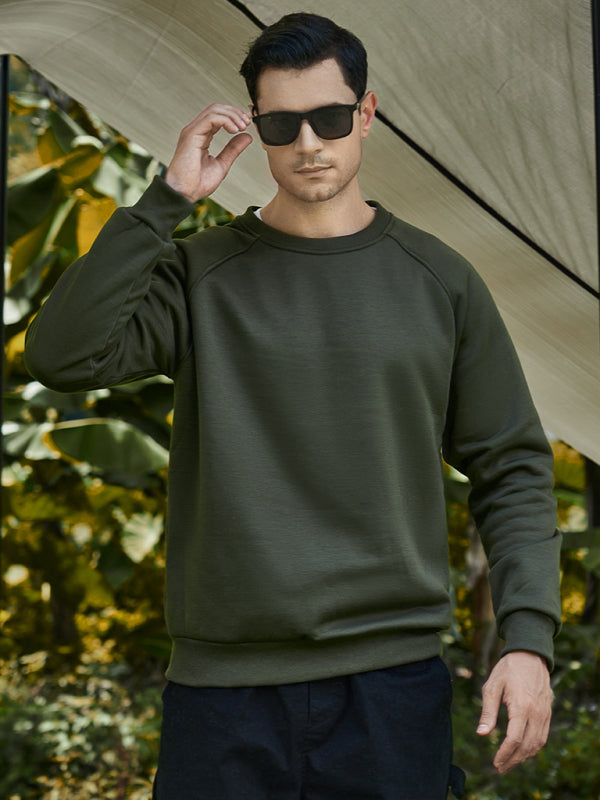 Men's casual raglan sleeve crew neck sweatshirt - Venus Trendy Fashion Online