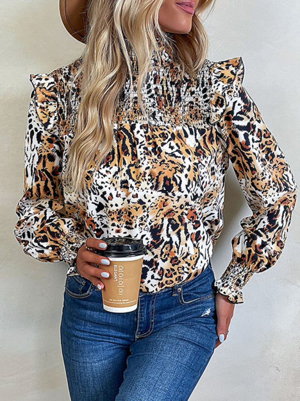 New fashion women's leopard print long-sleeved shirt