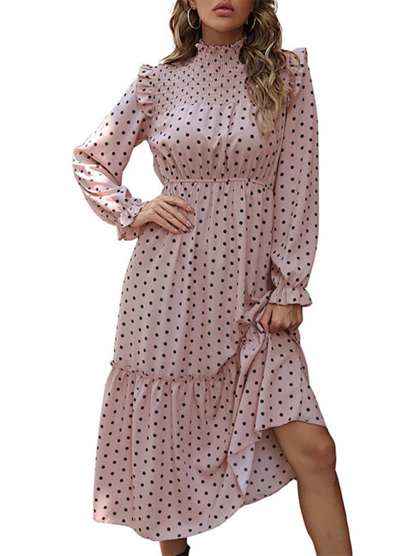 New women's long sleeve polka dot dress