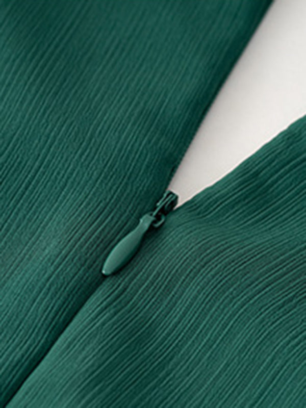 V-neck elegant long-sleeved multi-layered dress - Venus Trendy Fashion Online