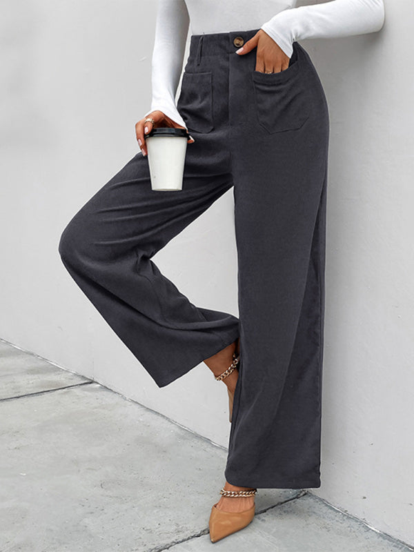 New Women's Corduroy Patch Pocket Casual Pants - Venus Trendy Fashion Online