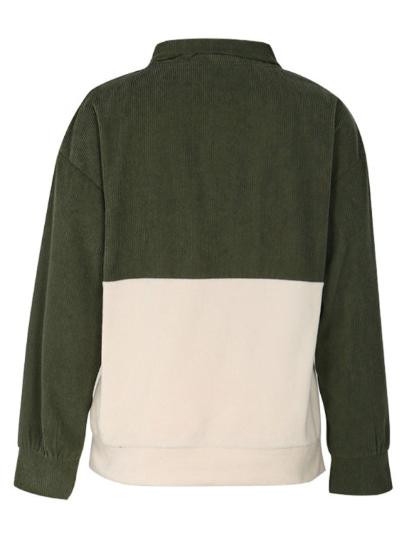 New women's patchwork polar fleece sweatshirt - Venus Trendy Fashion Online