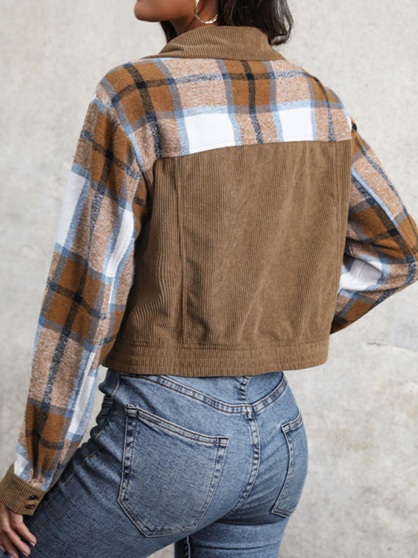 women's vintage lapel patchwork cardigan jacket - Venus Trendy Fashion Online