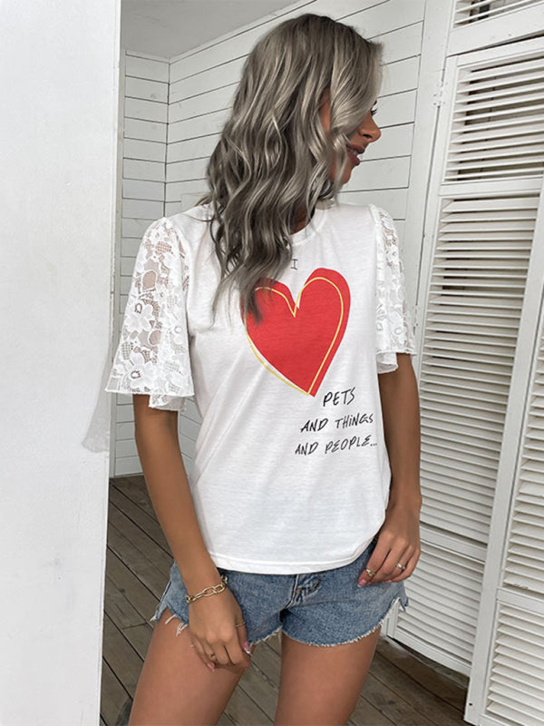 New Fashion Women's Valentine's Day Clothing Printed Short Sleeve T-Shirt - Venus Trendy Fashion Online