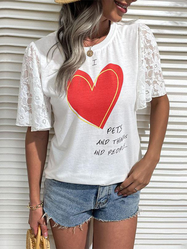 New Fashion Women's Valentine's Day Clothing Printed Short Sleeve T-Shirt - Venus Trendy Fashion Online