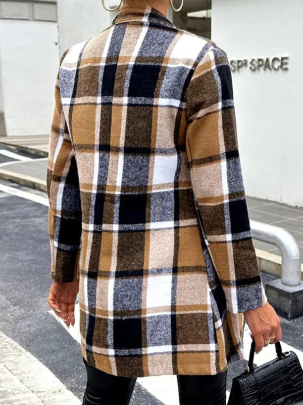 Women's new autumn and winter plaid woolen jacket - Venus Trendy Fashion Online