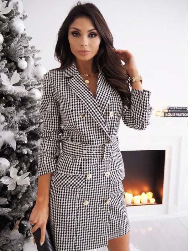 Women's new long-sleeved belted colorful suit dress jacket - Venus Trendy Fashion Online