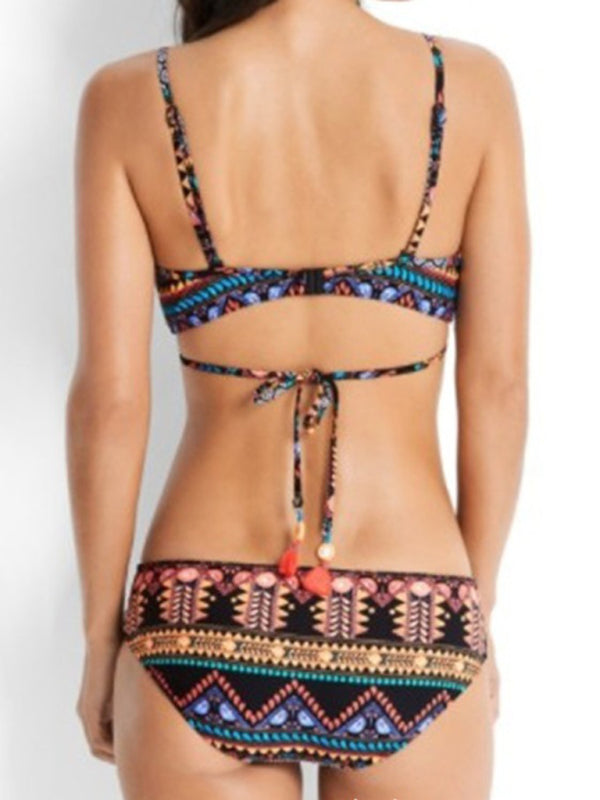 Feminine western style printed stretch elastic two piece bikini - Venus Trendy Fashion Online