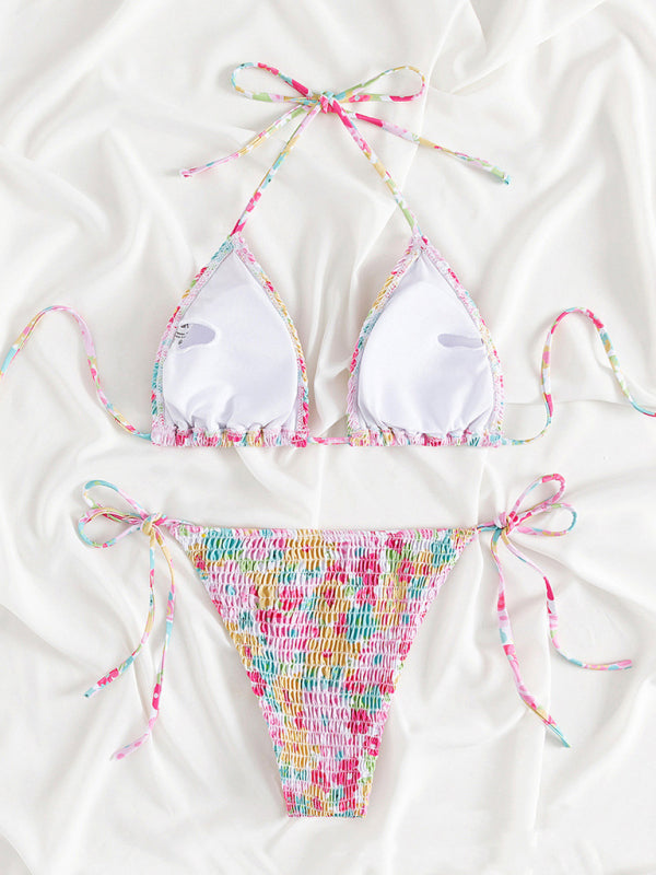 Feminine printed stretch pleated two-piece bikini - Venus Trendy Fashion Online