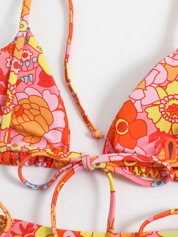 Feminine printed high-waisted strappy two-piece bikini - Venus Trendy Fashion Online