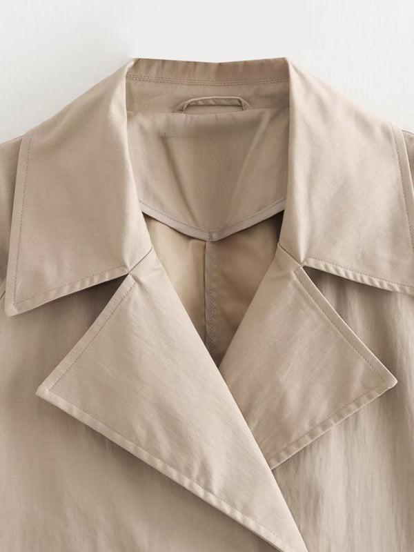 Women's New Slim Long Sleeve Short Casual Windbreaker Double Breasted Jacket - Venus Trendy Fashion Online