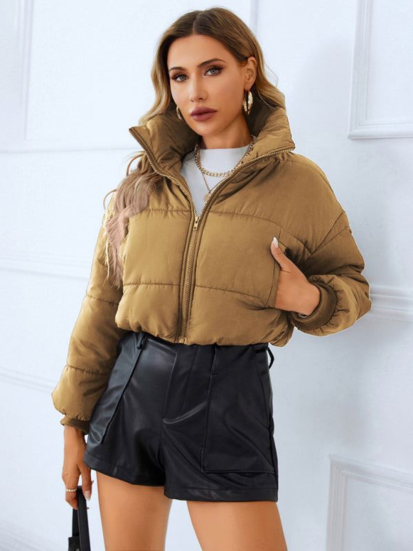 Women's warm stand collar zipper quilted jacket - Venus Trendy Fashion Online