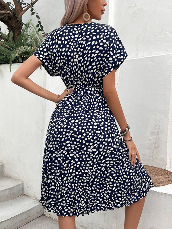 Ladies new raglan short sleeve leopard print dress - Venus Trendy Fashion Online
