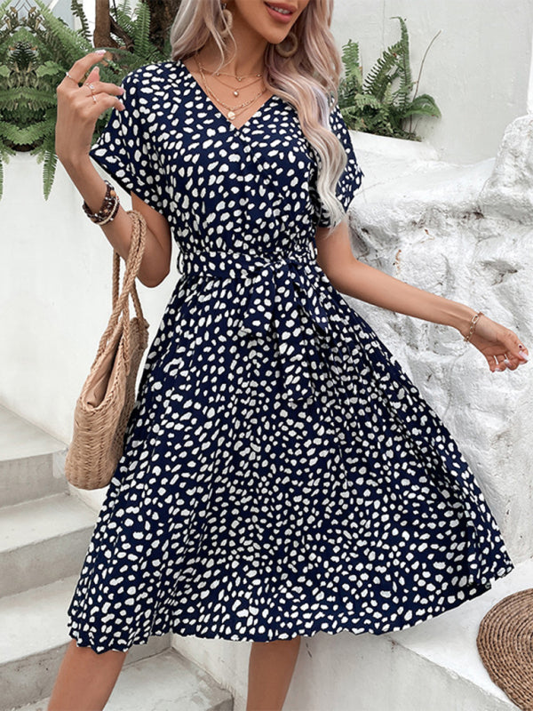 Ladies new raglan short sleeve leopard print dress - Venus Trendy Fashion Online