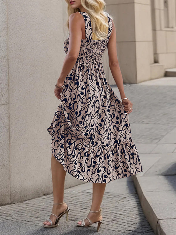 Ladies new geometric pattern suspender dress - Venus Trendy Fashion Online