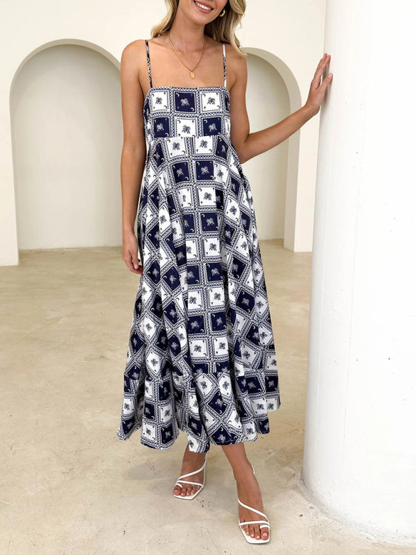 Women's fashion new style small fresh printed suspender dress - Venus Trendy Fashion Online