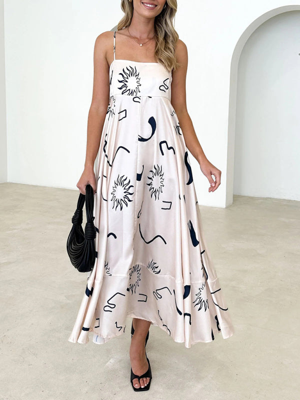 Women's fashion new style small fresh printed suspender dress - Venus Trendy Fashion Online