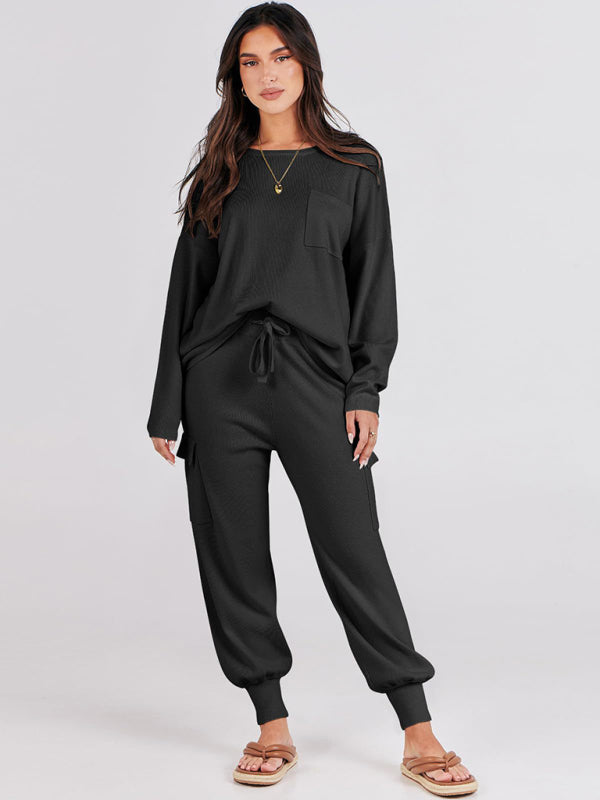 Women's casual suit, long-sleeved top, trousers, two-piece sportswear set - Venus Trendy Fashion Online