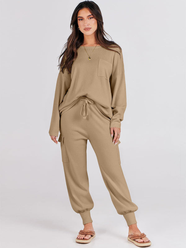 Women's casual suit, long-sleeved top, trousers, two-piece sportswear set - Venus Trendy Fashion Online