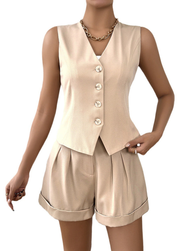 New women's casual sleeveless vest shorts suit - Venus Trendy Fashion Online