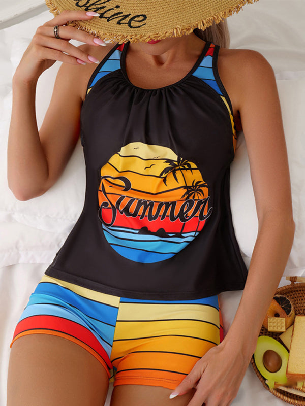 New Fashion Beach Spa Vacation Boxer Vest Sports Contrast Color Swimsuit Suit - Venus Trendy Fashion Online