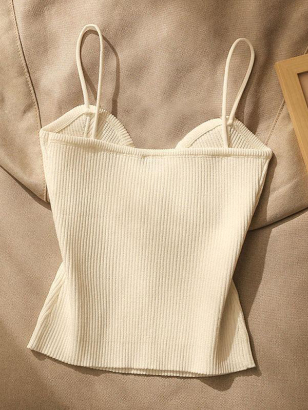New style knitted tube top camisole with decorative buttoned blouse inside - Venus Trendy Fashion Online