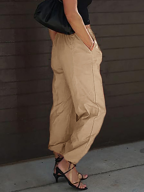 Women's Pants Casual Solid Color Pocket Elastic Waist Jogging Hip Hop Dance Pants
