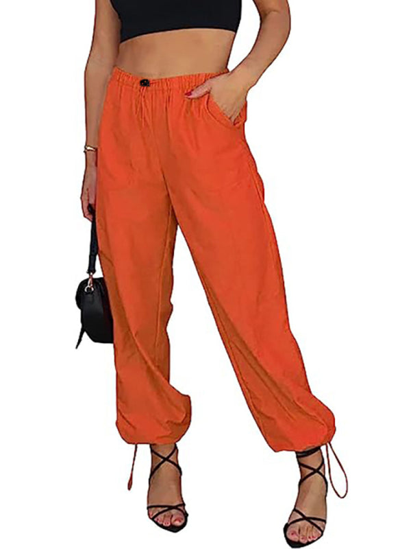 Women's Pants Casual Solid Color Pocket Elastic Waist Jogging Hip Hop Dance Pants - Venus Trendy Fashion Online