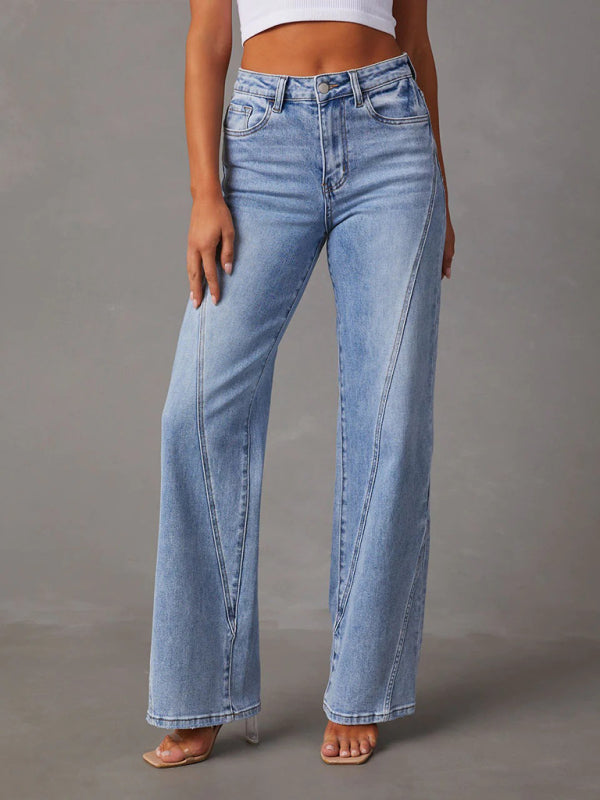 New style comfortable casual loose spliced wide leg women's jeans - Venus Trendy Fashion Online